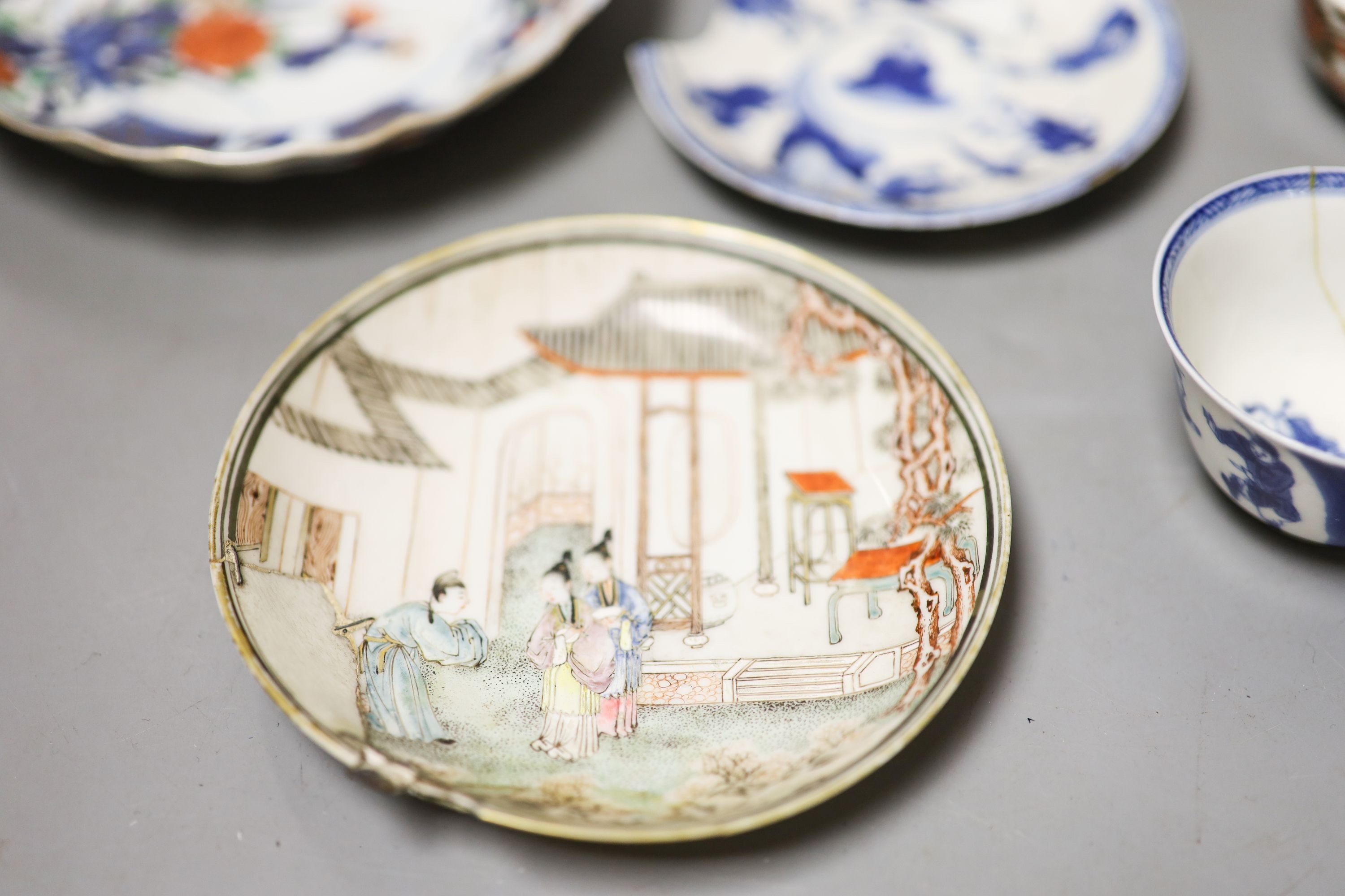 A group of 18 century Chinese tea wares, damage